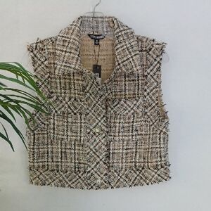 NWT Steve Madden Brown & Black  Tweed Vest